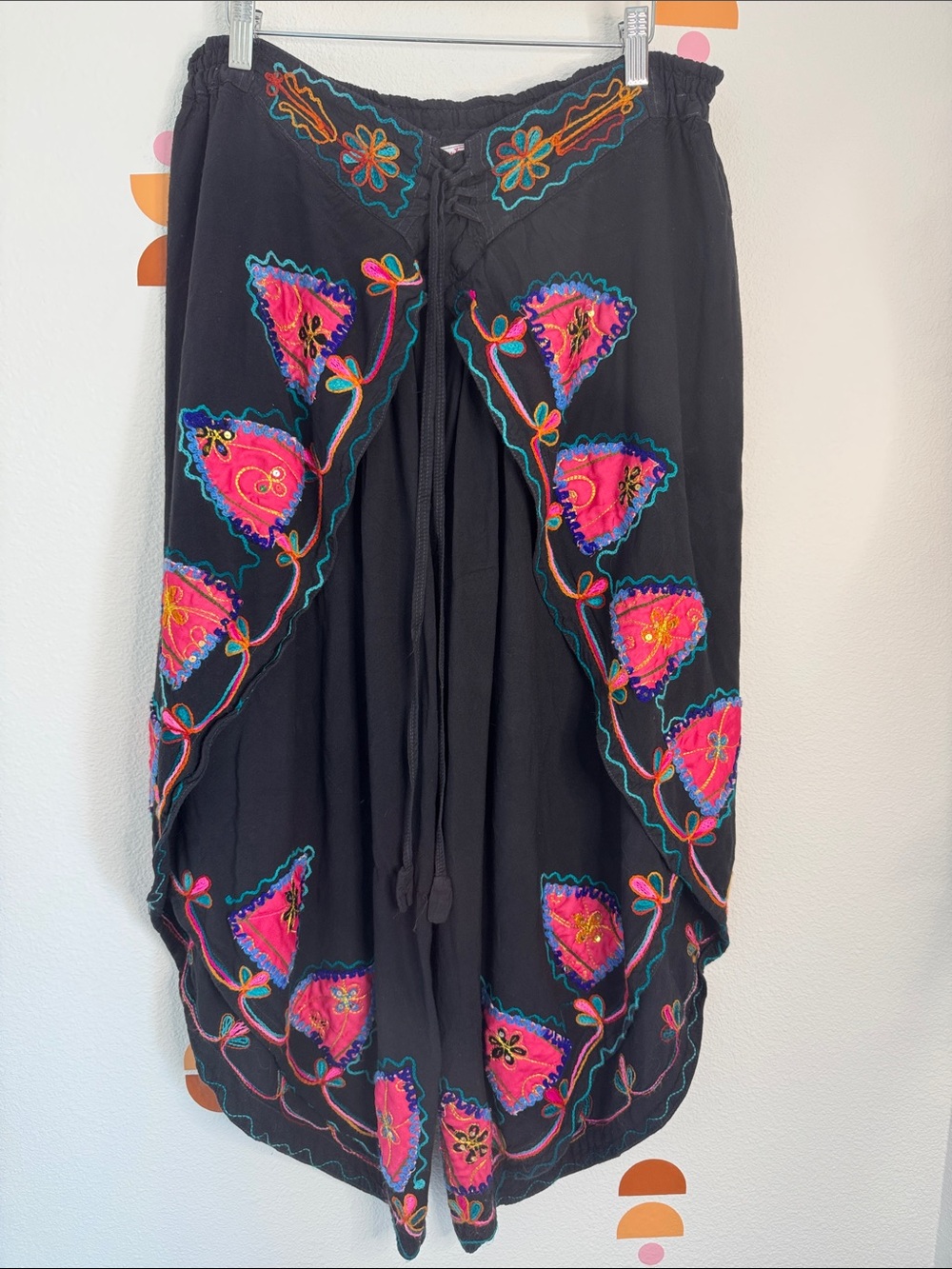 Gypsy Boho Embroidered Black Harem Pants Balloon Festival pants N0263